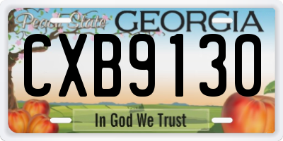 GA license plate CXB9130