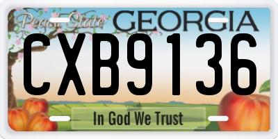 GA license plate CXB9136