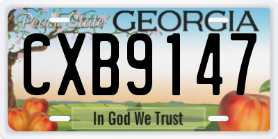 GA license plate CXB9147