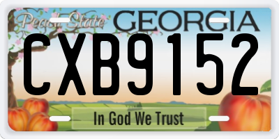GA license plate CXB9152