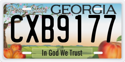 GA license plate CXB9177