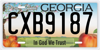GA license plate CXB9187