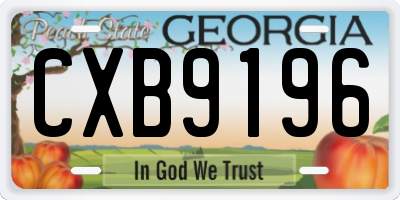 GA license plate CXB9196