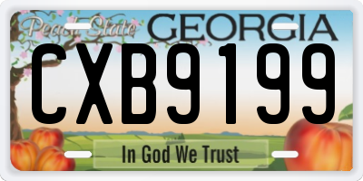 GA license plate CXB9199