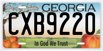 GA license plate CXB9220
