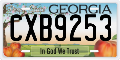 GA license plate CXB9253