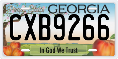 GA license plate CXB9266