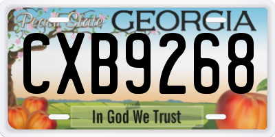 GA license plate CXB9268