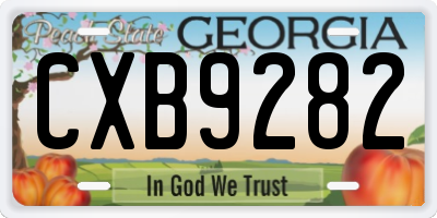 GA license plate CXB9282