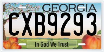 GA license plate CXB9293