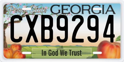GA license plate CXB9294