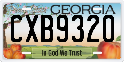 GA license plate CXB9320