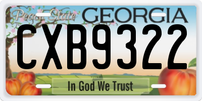 GA license plate CXB9322