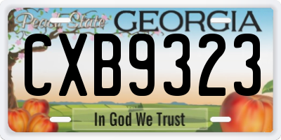GA license plate CXB9323