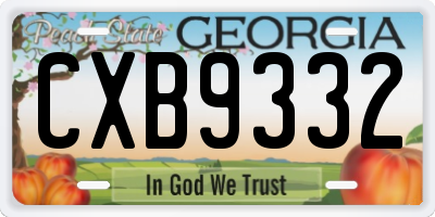 GA license plate CXB9332