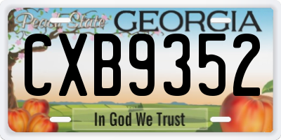 GA license plate CXB9352