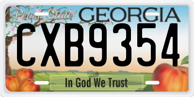 GA license plate CXB9354