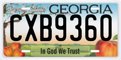 GA license plate CXB9360