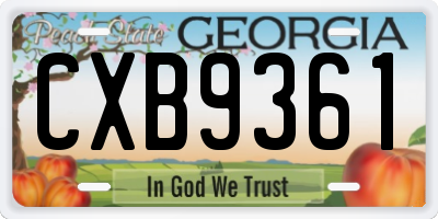 GA license plate CXB9361