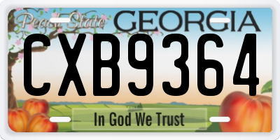 GA license plate CXB9364