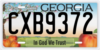 GA license plate CXB9372