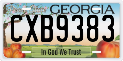 GA license plate CXB9383