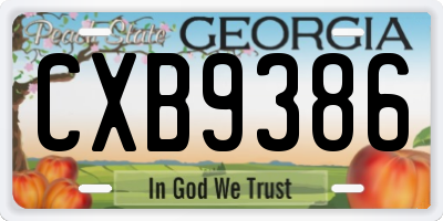 GA license plate CXB9386