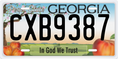 GA license plate CXB9387