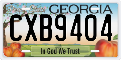 GA license plate CXB9404
