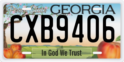 GA license plate CXB9406