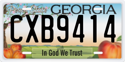 GA license plate CXB9414