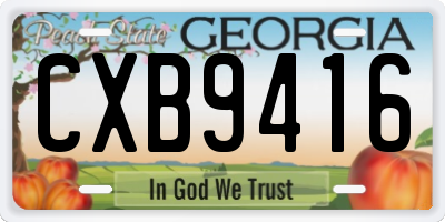 GA license plate CXB9416