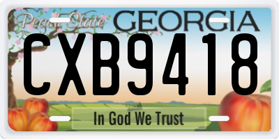 GA license plate CXB9418
