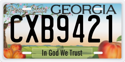 GA license plate CXB9421