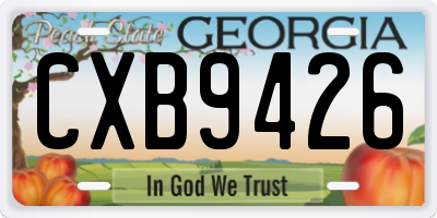 GA license plate CXB9426