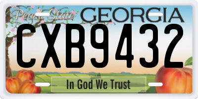GA license plate CXB9432