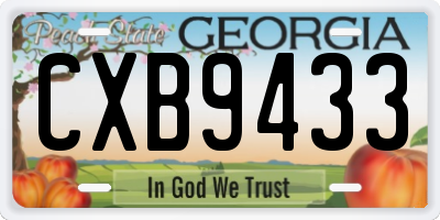 GA license plate CXB9433