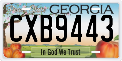 GA license plate CXB9443