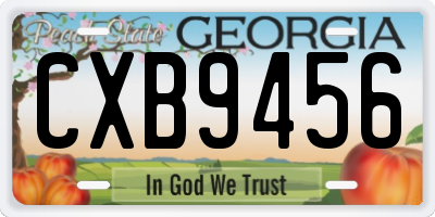 GA license plate CXB9456