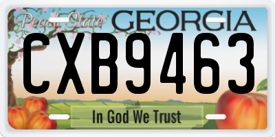 GA license plate CXB9463