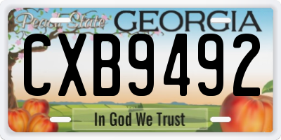 GA license plate CXB9492