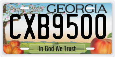 GA license plate CXB9500