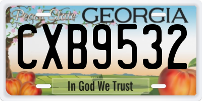 GA license plate CXB9532