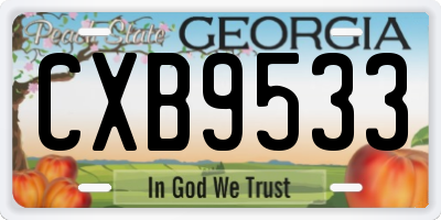 GA license plate CXB9533