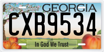 GA license plate CXB9534