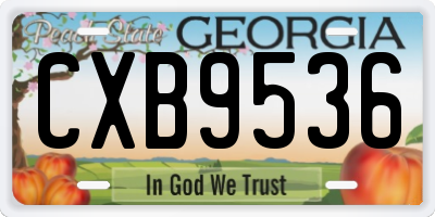 GA license plate CXB9536