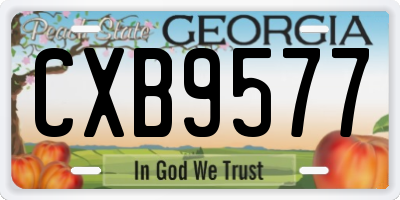 GA license plate CXB9577