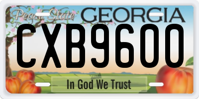 GA license plate CXB9600