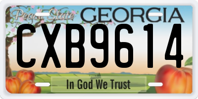 GA license plate CXB9614