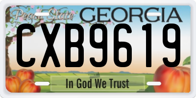 GA license plate CXB9619